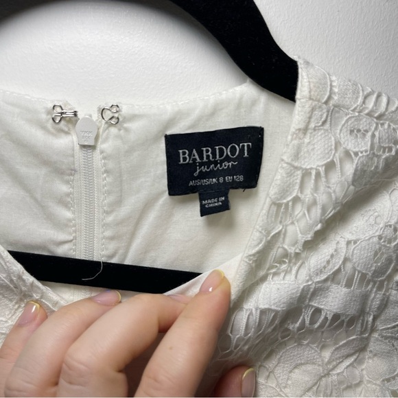Bardot Junior Girls White Venice Lace Long Sleeve Dress Size 8 Elegant Boho - Picture 5 of 9